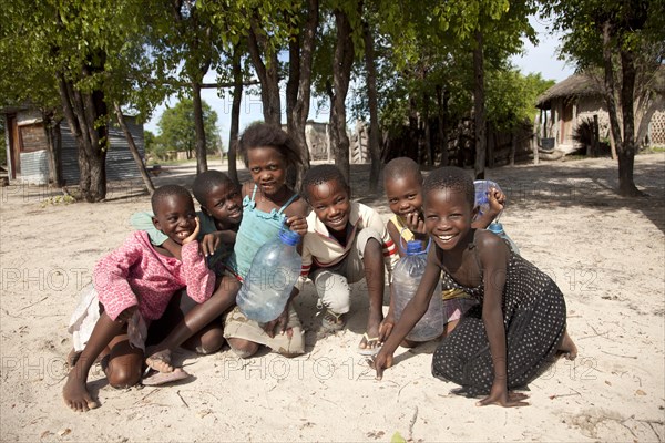 Cheerful children in a village in the Okavango Delta