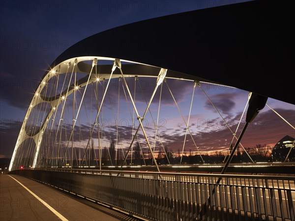 Osthafenbruecke bridge at dusk