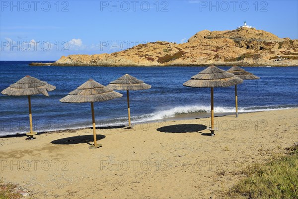 Thatched parasols on the town beach