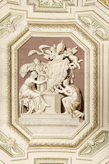 Illusionistic ceiling frescoes in the Galleria degli Arazzi