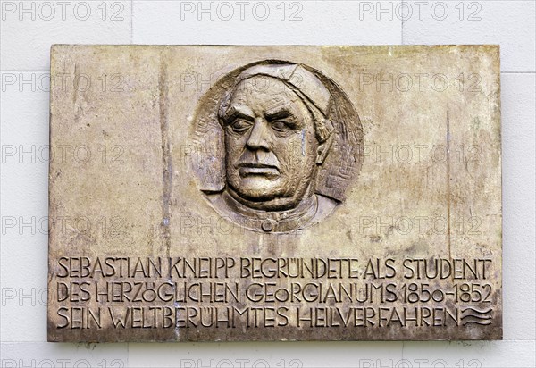 Commemorative plaque for Sebastian Kneipp at the Ducal Georgianum