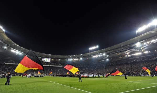 Flag-wavers bearing German flags before the match Germany - Chile