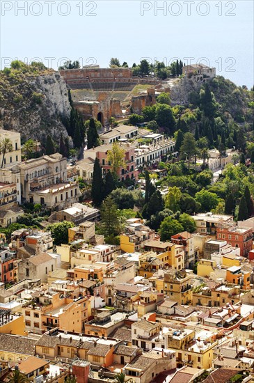 Amphitheater and aerial view of Taormina