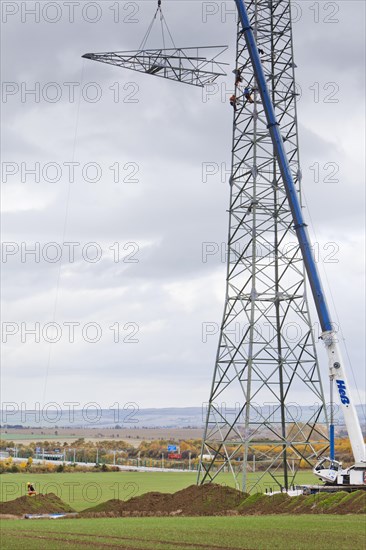 Construction of a high-voltage mast of the South-West Interconnector