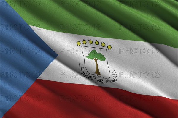 Flag of Equatorial Guinea waving in the wind