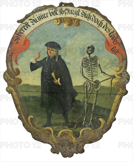 Painted metal plaque of the Edlitzer Dance of Death