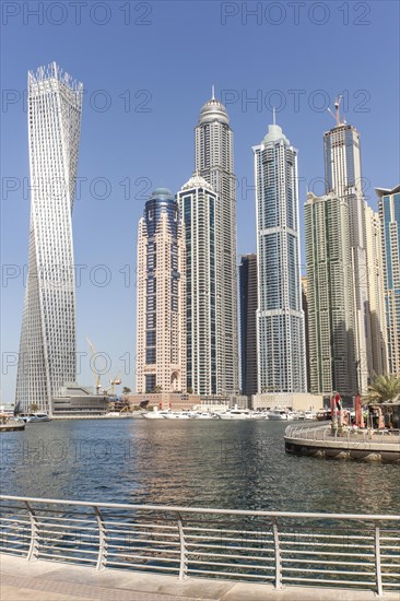Skyscrapers in the Dubai Marina district with promenade