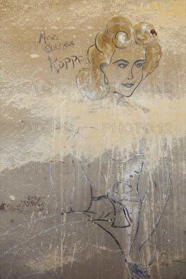 Wall graffito in a house in a former diamond miners' town