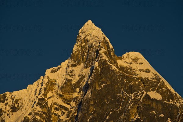 Snow-capped Mt Jirishanca Grande in the morning light