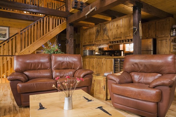 Living room inside a Canadiana cottage