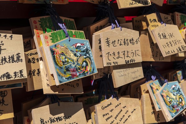 Written wishes to deities on small wooden boards