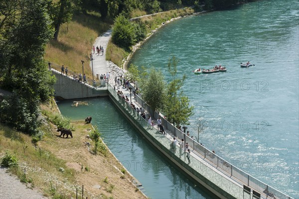 Bear pit of Bern Bear Park on the Aar River or Aare River