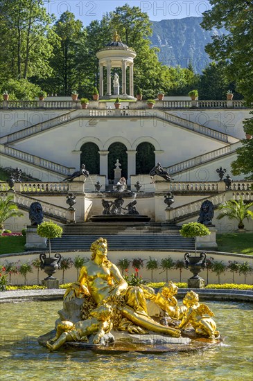 Flora Fountain surrounded by a water basin