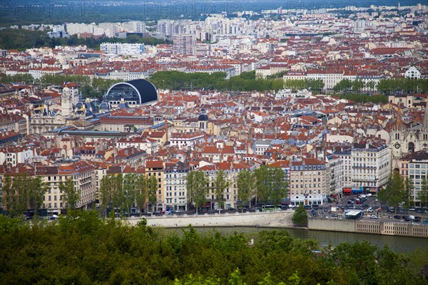 Cityscape of Lyon seen from the Basilica Notre-Dame de Fourviere