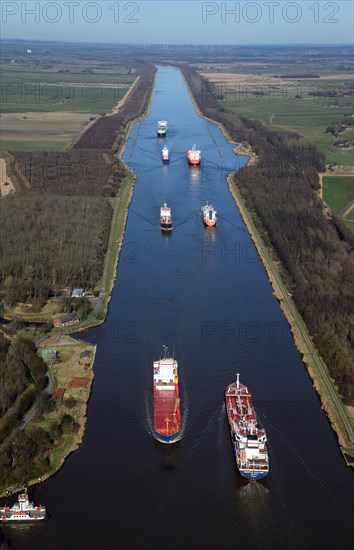 Ship traffic on the Kiel Canal or Nord-Ostsee-Kanal
