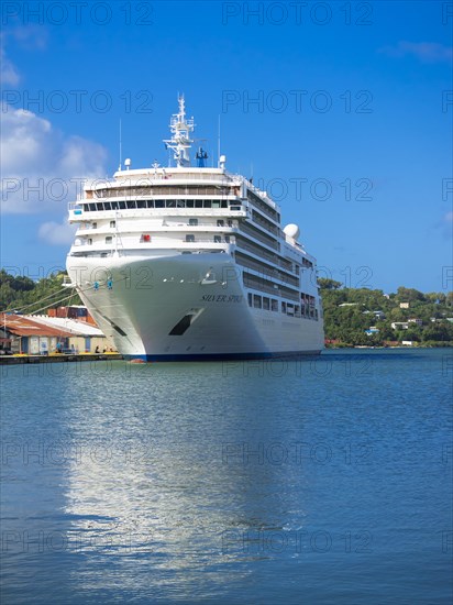 Cruise ship Silver Spirit in the port of St Lucia's capital Castries