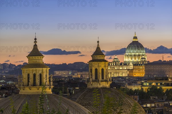 St. Peter's Basilica and domes of churches of Santa Maria di Montesanto and Santa Maria dei Miracoli