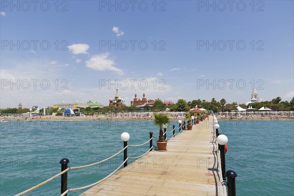 Bathing jetty with hotels