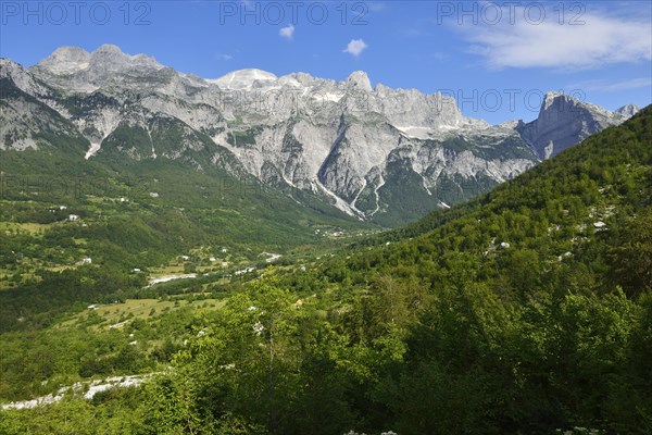 View over Thethi valley towards Radohima and Arapi mountains