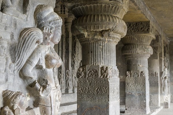 Stone reliefs in cave 21