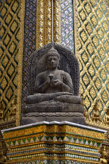 Buddha statue in front of the Mondop