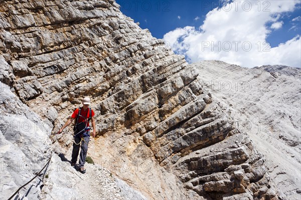 Climber on the descent from Mt Monte Cristallo