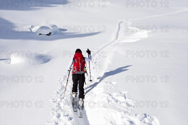 Ski walkers ascending to the Juribrutto at Passo Valles