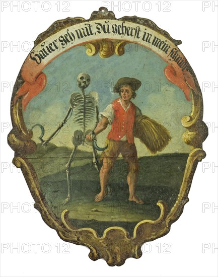 Painted metal plaque of the Edlitzer Dance of Death