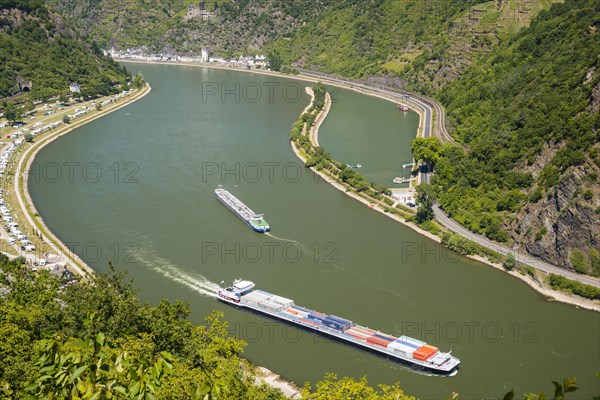 View from Loreleyblick Maria Ruh lookout point on the Rhine and Rhine bend