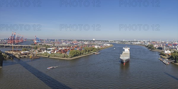 View from the Kohlbrand Bridge onto the Port of Hamburg
