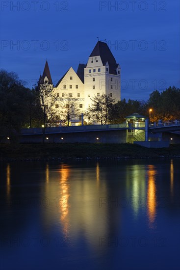 View from Klenzepark across the Danube River towards the Neue Schloss or New Castle
