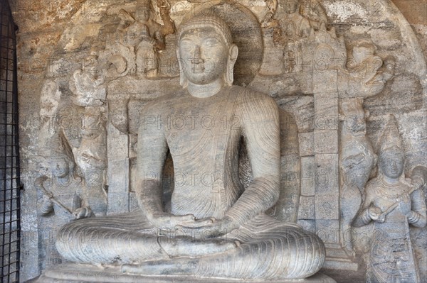 Rock relief of Buddha in a meditation posture