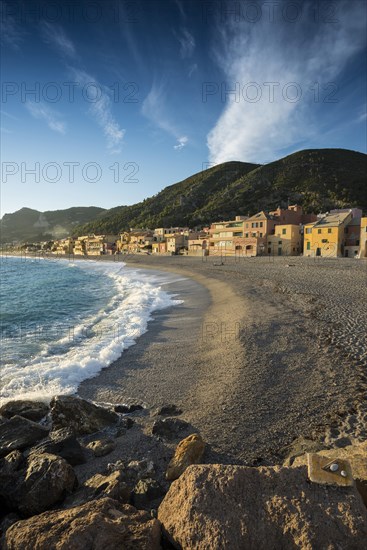 Typical houses on the beach in the evening light