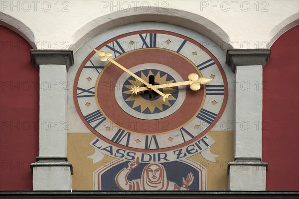 Tower clock with the lettering 'Lass Dir Zeit'