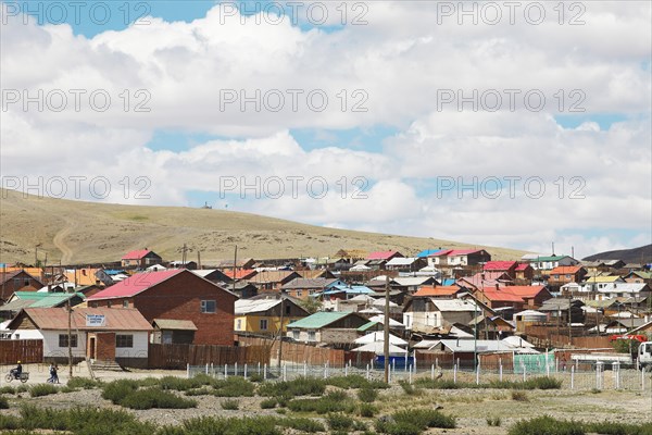 Yurts and colorful houses in the Aimag centre of Arvaikheel
