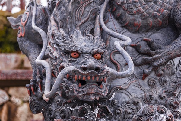Dragon figure with red eyes