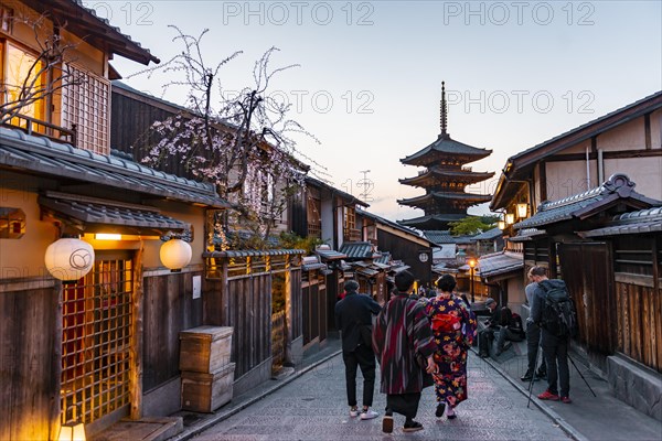 Pedestrian with kimono