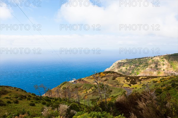 Cable car station on the cliff coast of Santa Maria Madalena at the foot of Cabo Girao mountain