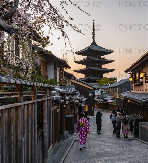 Pedestrian with kimono