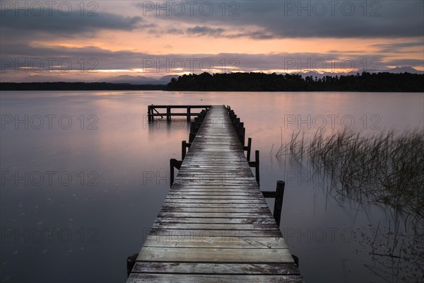 Jetty at Lake Mahinapua at sunrise