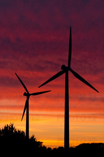 Wind turbines at sunset
