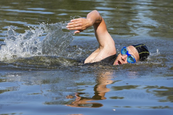Triathlete swimming