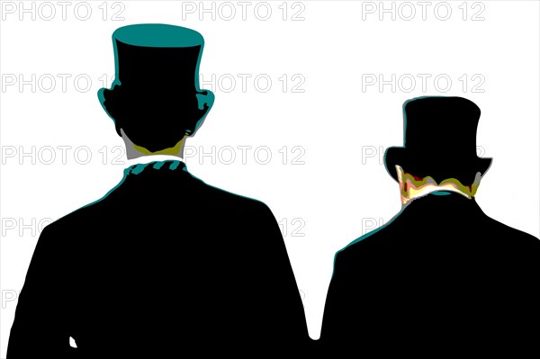 Two men wearing cylinder