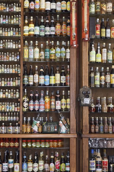 Liquour store with a large selection of cachaca bottles