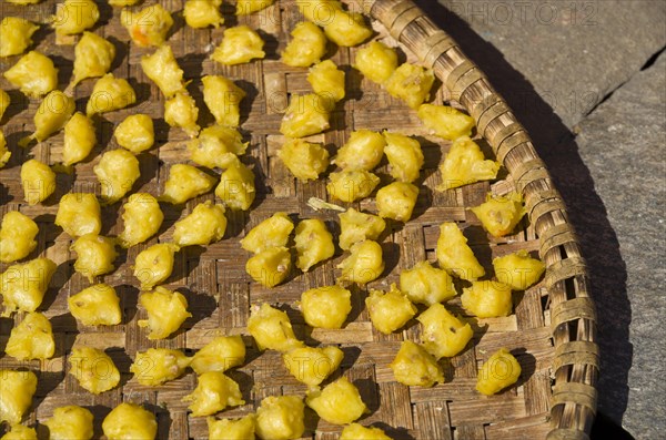 Mashed potatoes drying in the sun on a tablet