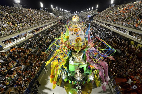 Parade of the Academicos do Grande Rio samba school during the Carnival in Rio de Janeiro in 2013