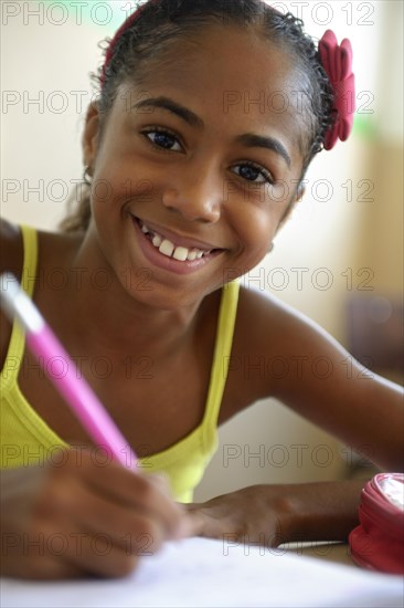 Schoolgirl in a slum or favela