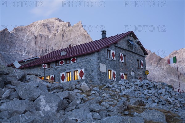 Rifugio Gianetti mountain hut on the Sentiero Roma high route