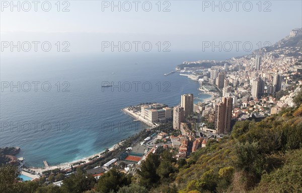 View from above over the tennis courts of the Monte Carlo Country Club