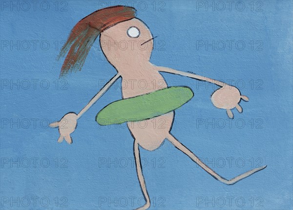 Child with a floating tyre